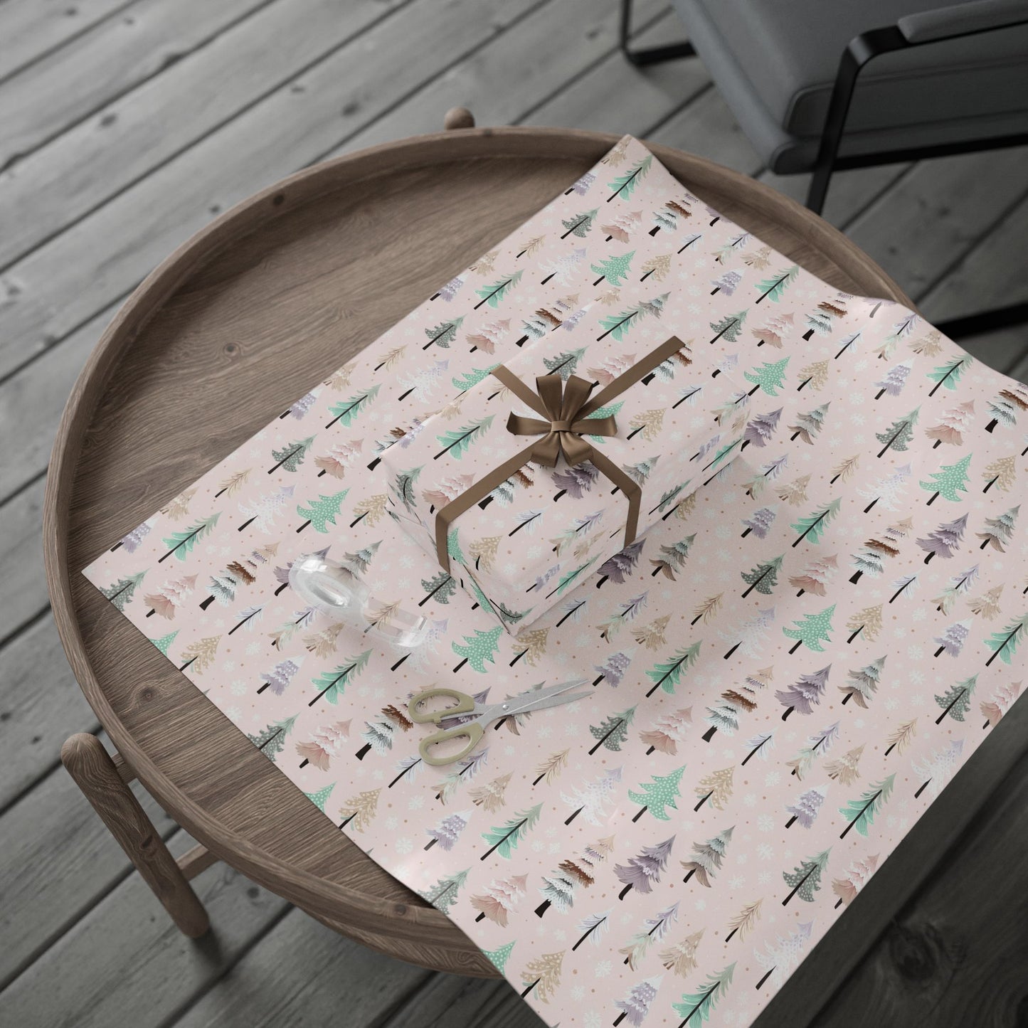 Floral Feather Wrapping Paper Roll — Pastel Botanical Gift Wrap for Weddings & Mother's Day