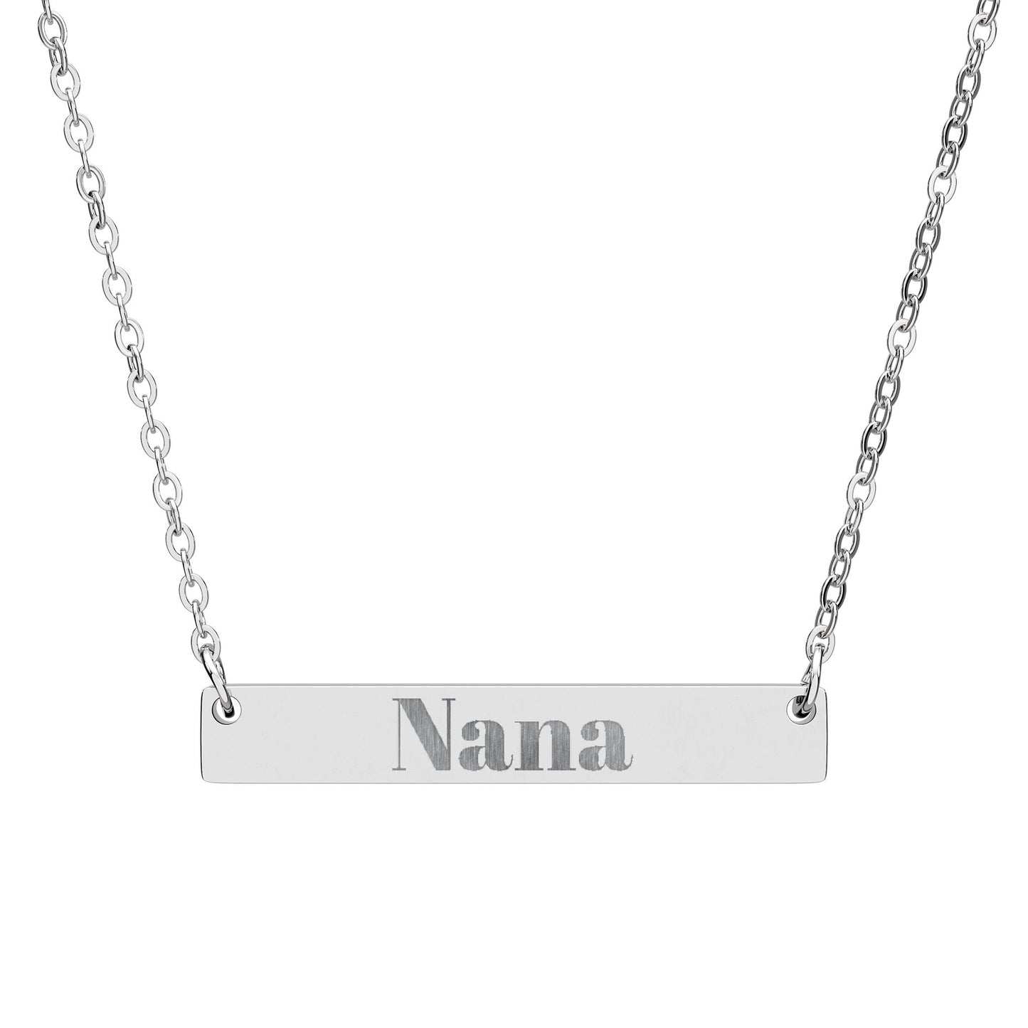 Personalized "Nana" Engraved Bar Necklace — Horizontal Nameplate Pendant
