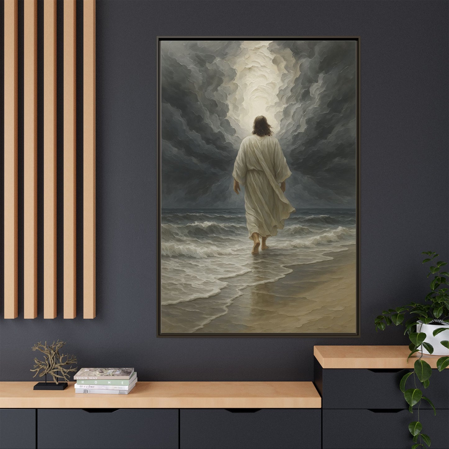 Jesus Walking on Water Matte Canvas Framed | Religious Wall Art