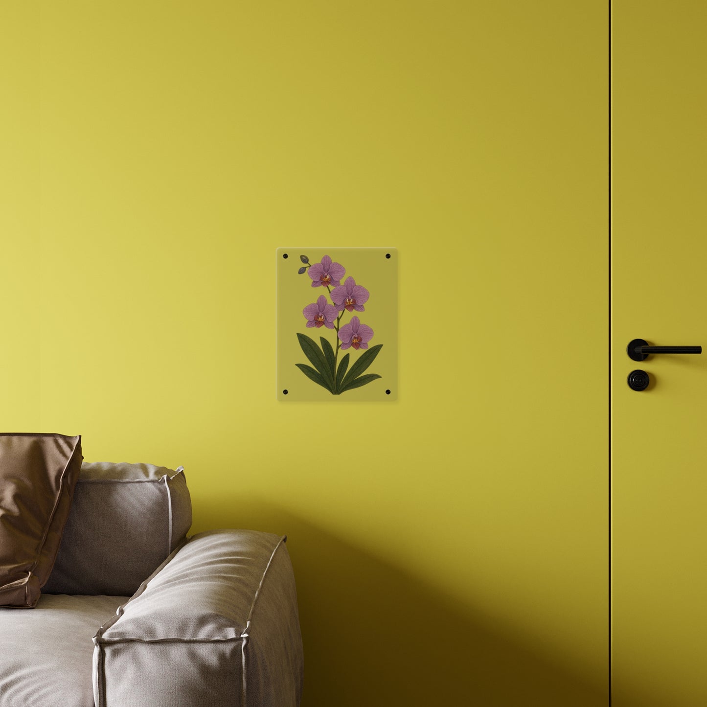 Pink Orchid Illustration Acrylic Wall Art Panel | Botanical Decor