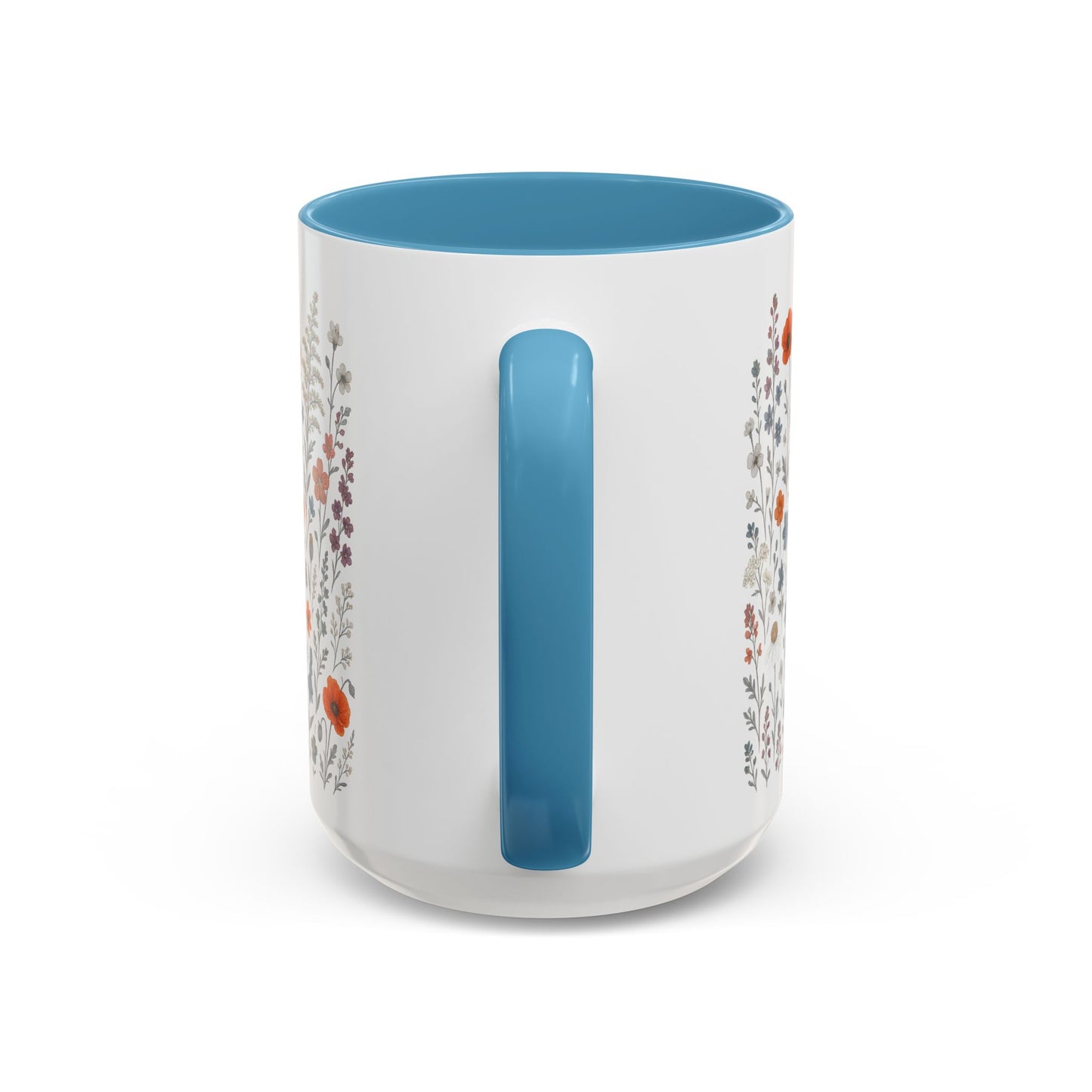 Floral Meadow Accent Coffee Mug — "Wildflowers show beauty can bloom anywhere" (Pink Interior)