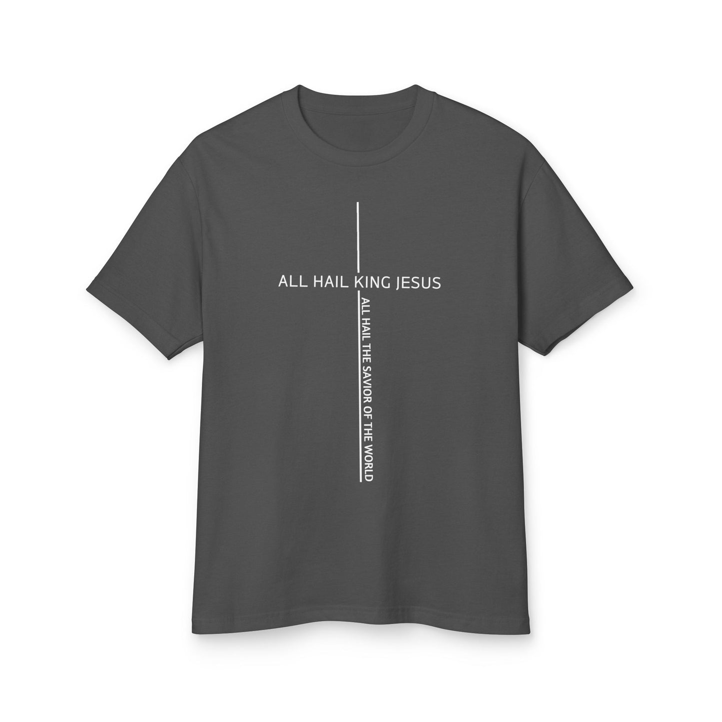 Christian Tee — "All Hail King Jesus" Cross Graphic Cotton Shirt