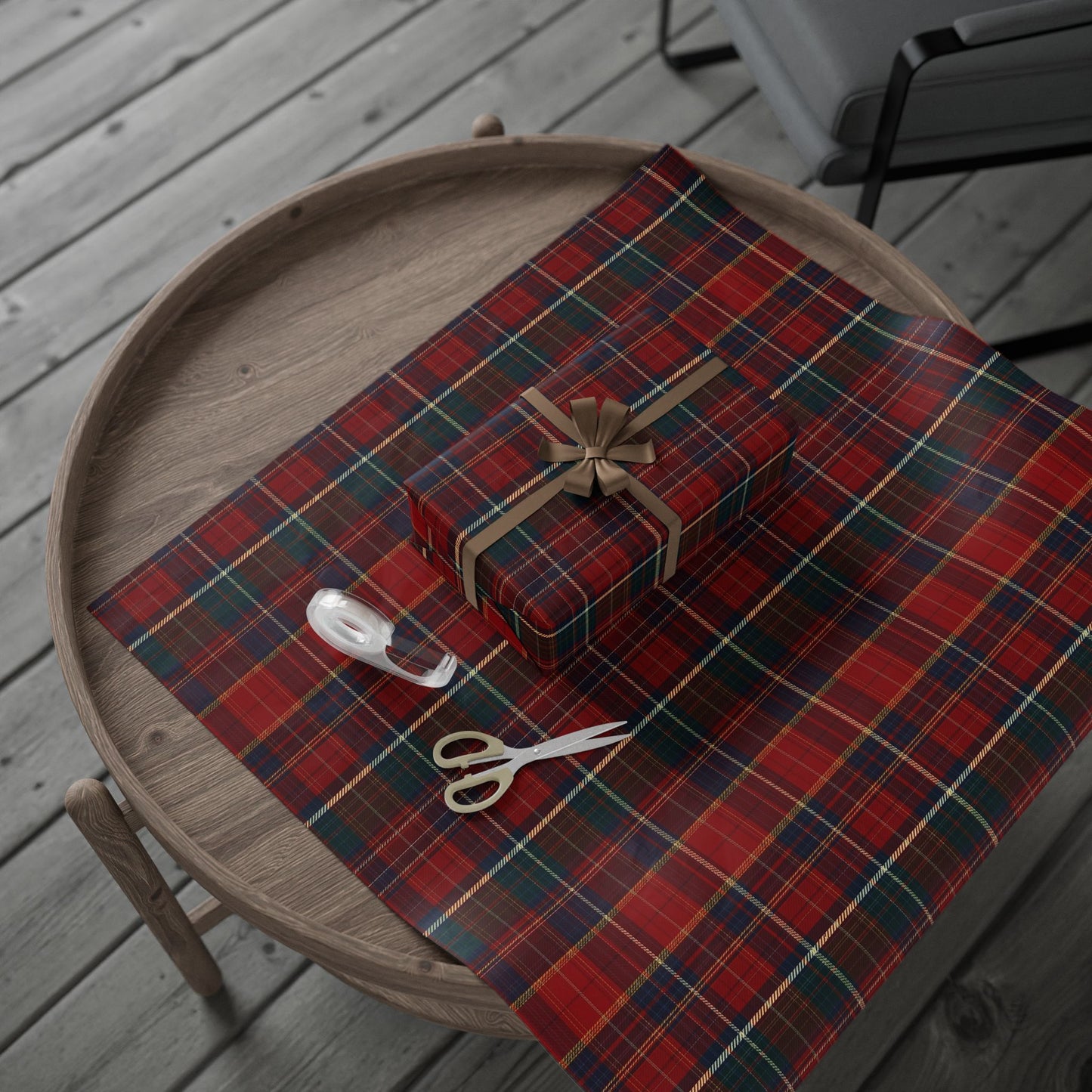 Trendy Plaid Wrapping Paper Roll — Traditional Red & Green Holiday Gift Wrap