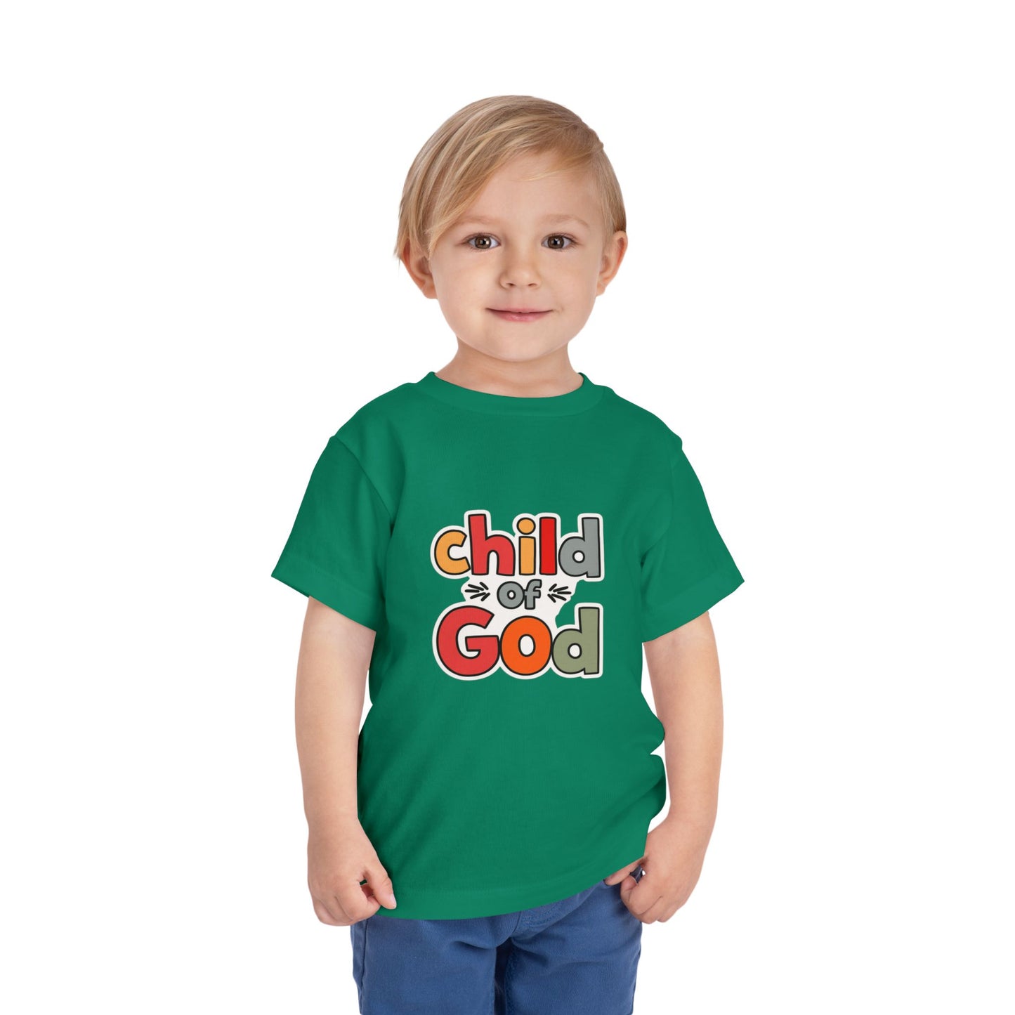 Child of God Toddler Tee — Colorful Religious Graphic Shirt