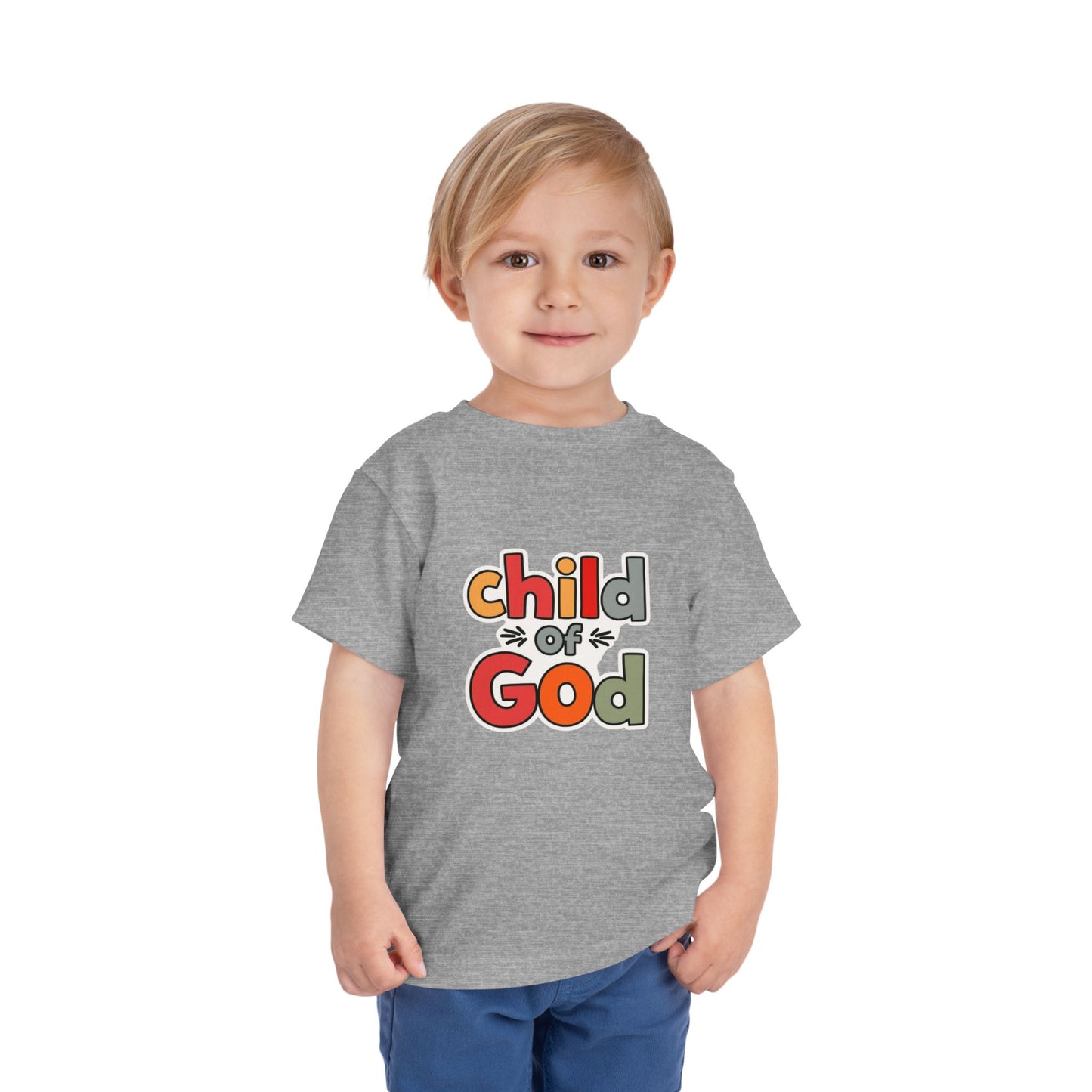 Child of God Toddler Tee — Colorful Religious Graphic Shirt