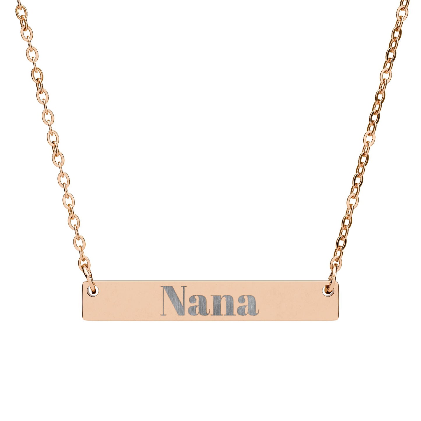 Personalized "Nana" Engraved Bar Necklace Horizontal Nameplate Pendant