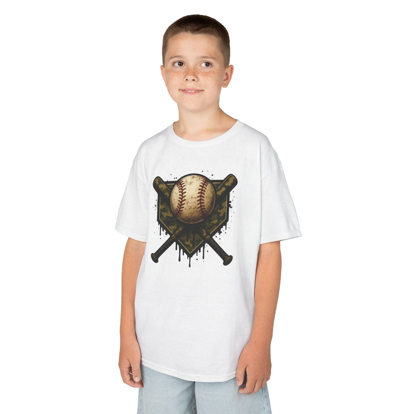 Vintage Baseball Emblem Tee | Crossed Bats, Camo Drip