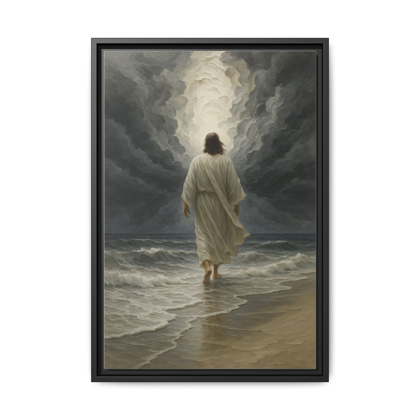 Jesus Walking on Water Matte Canvas Framed | Religious Wall Art
