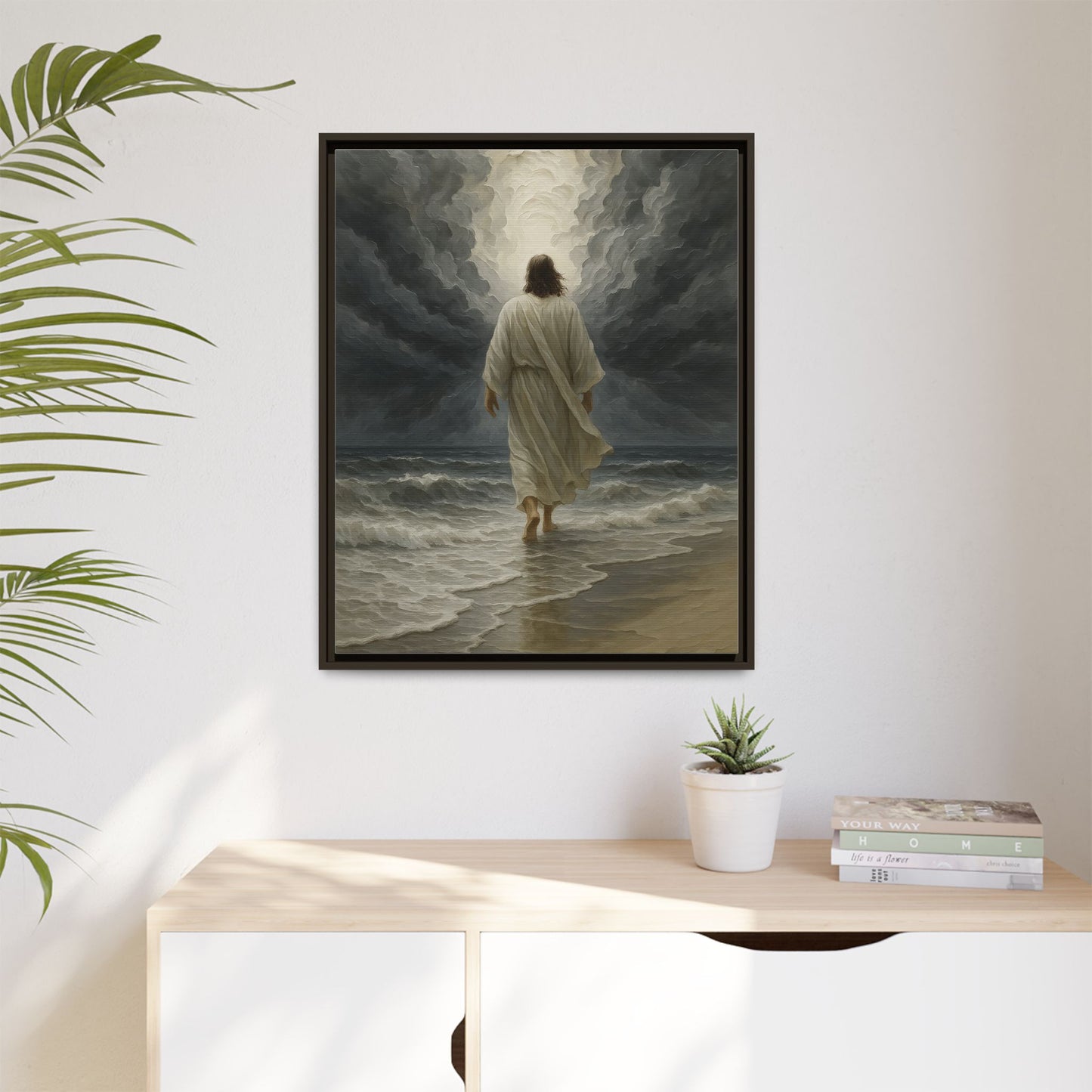 Jesus Walking on Water Matte Canvas Framed | Religious Wall Art
