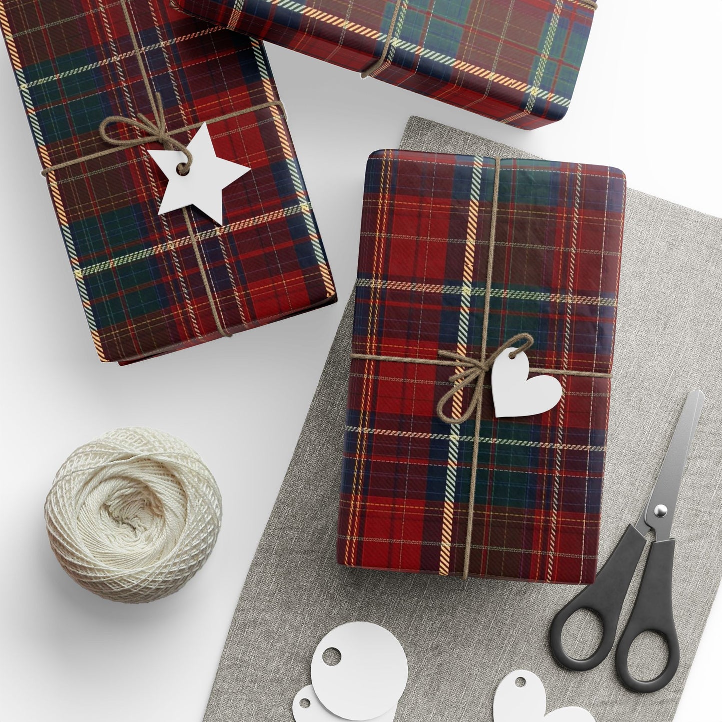 Trendy Plaid Wrapping Paper Roll — Traditional Red & Green Holiday Gift Wrap