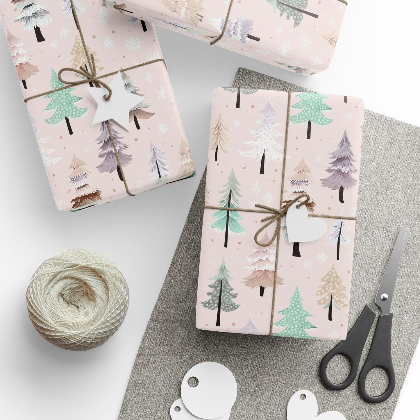 Floral Feather Wrapping Paper Roll — Pastel Botanical Gift Wrap for Weddings & Mother's Day