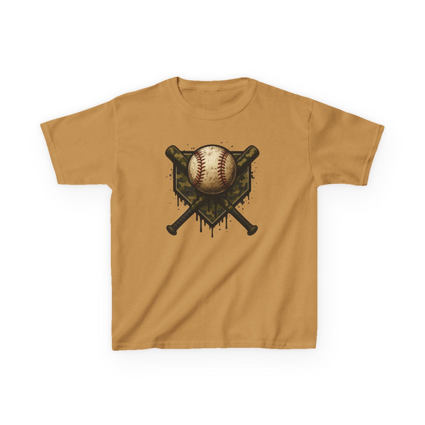 Vintage Baseball Emblem Tee | Crossed Bats, Camo Drip