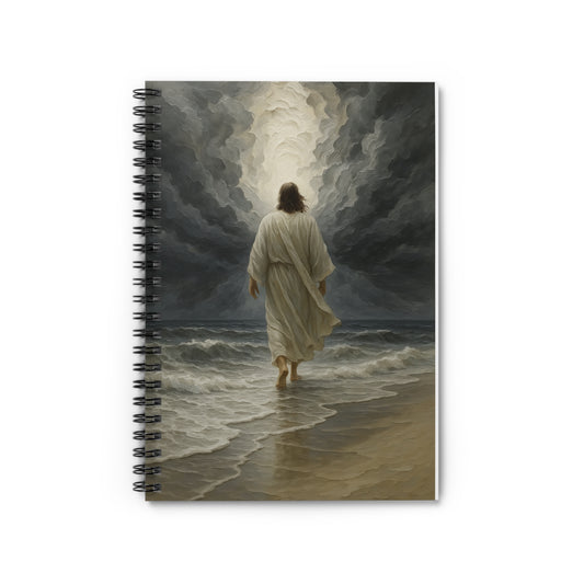 Jesus Walking Beside Water Spiral Notebook — Inspirational Christian Journal (Ruled)