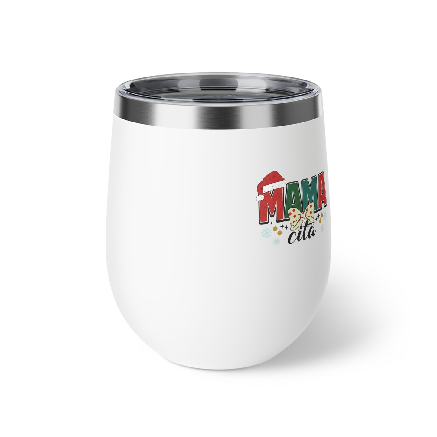 Insulated Wine Tumbler – Christmas 'MAMACITA' Floral 12oz Copper Vacuum Cup
