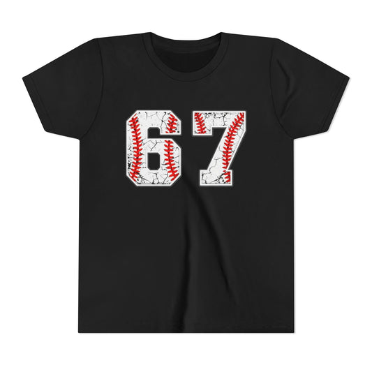 Baseball Number 67 Youth Tee - Kids Sports Jersey Shirt