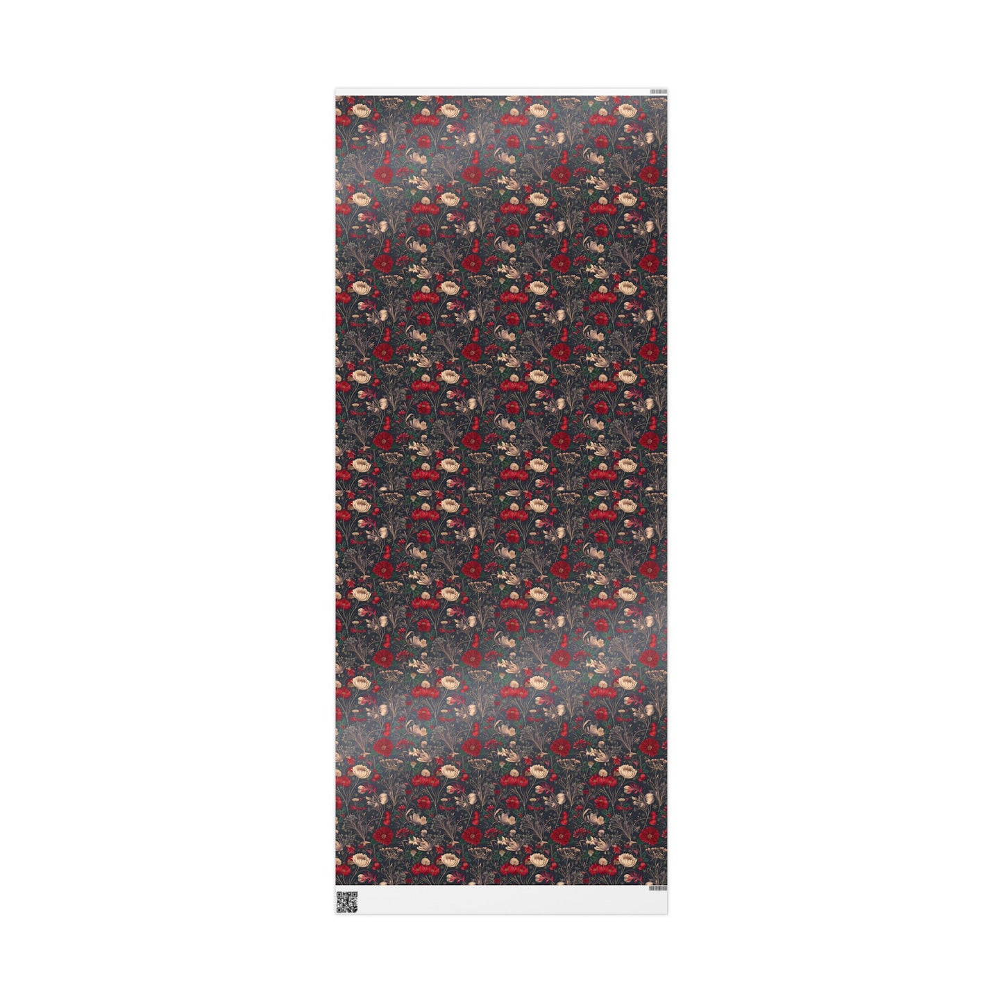 Holiday Poinsettia Wrapping Paper Roll — Dark Floral Christmas Gift Wrap