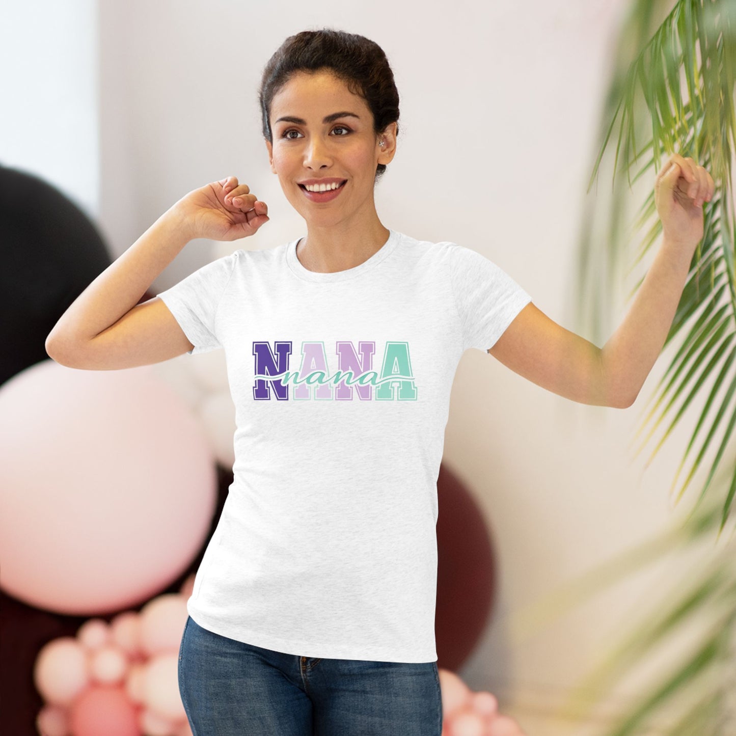 Nana Colorblock Text Women's Triblend Tee – Pastel Grandma Gift