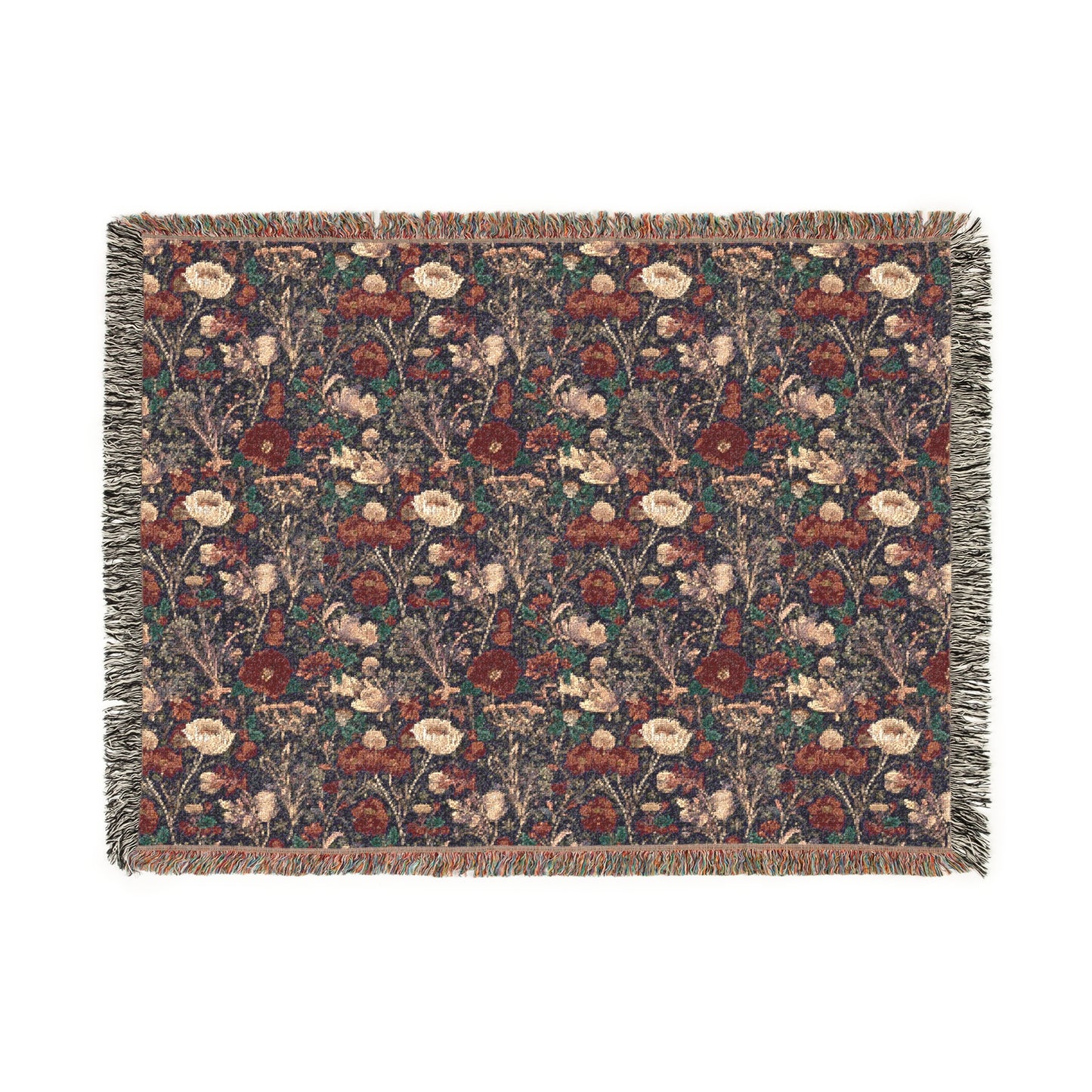 Vintage Floral Woven Blanket - Cozy Boho Throw for Living Room & Bedroom