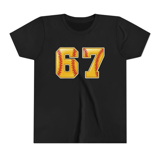 Youth Softball Number 67 Tee — Kids Sports Jersey Graphic Shirt