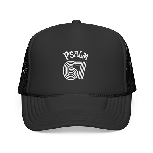 Psalm 67 Trucker Cap — Vintage Script Mesh Baseball Hat