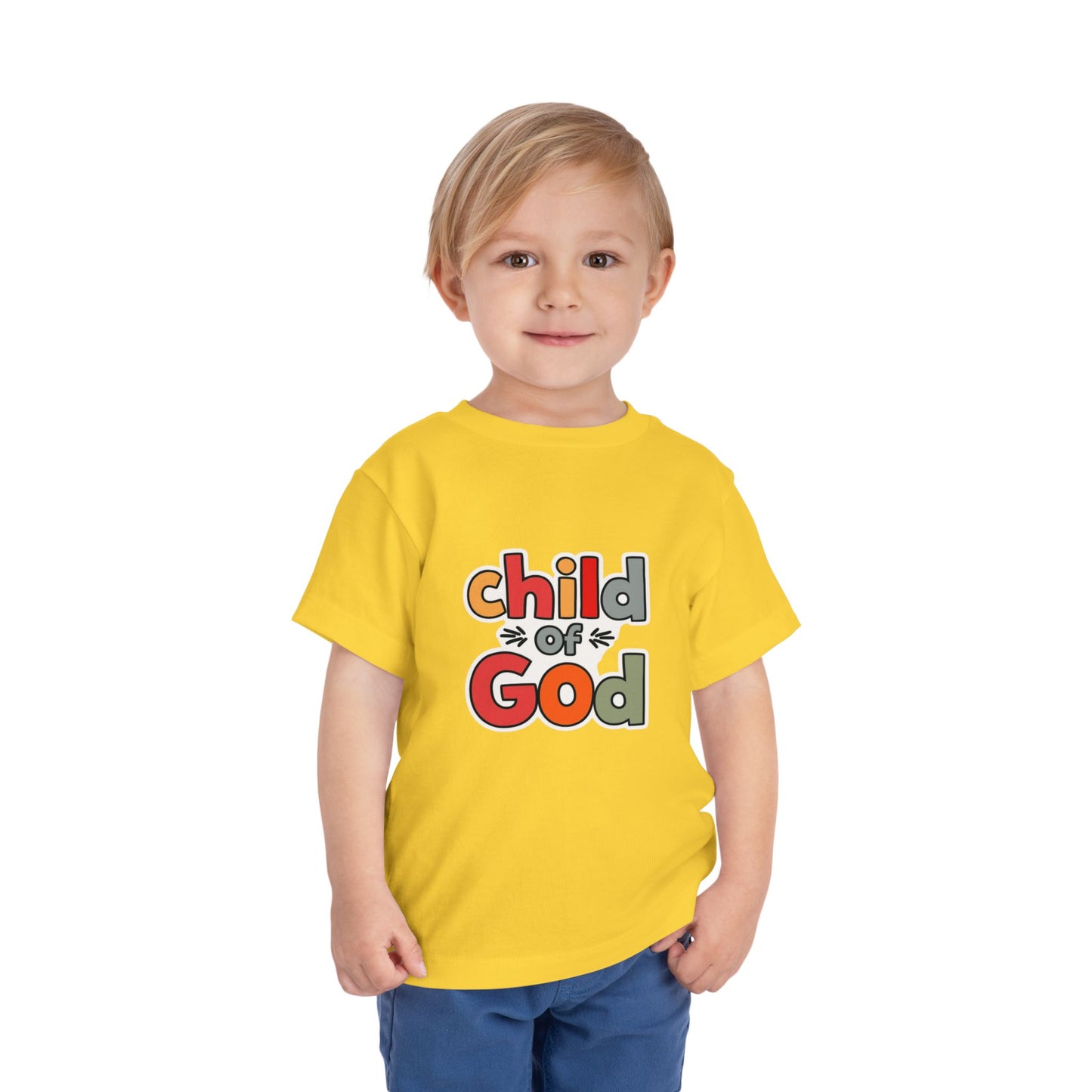 Child of God Toddler Tee — Colorful Religious Graphic Shirt