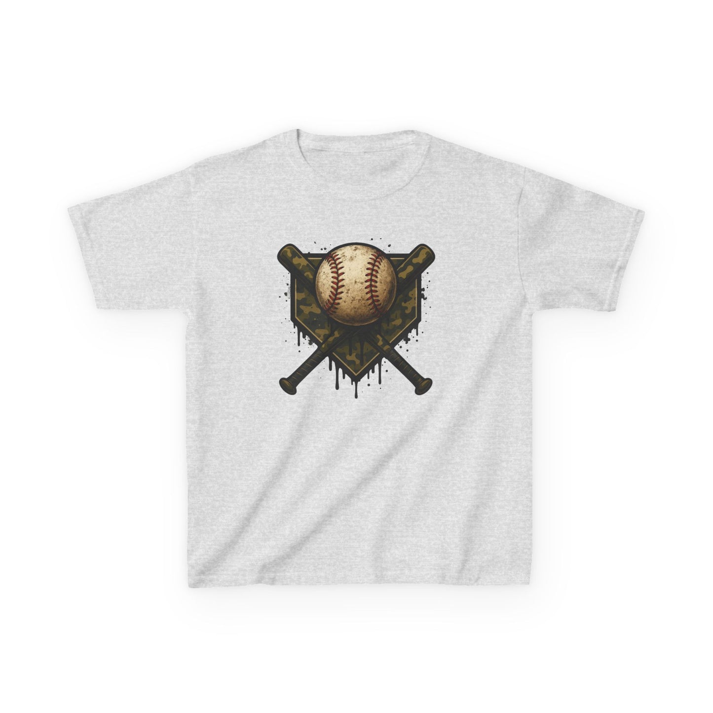 Vintage Baseball Emblem Tee | Crossed Bats, Camo Drip