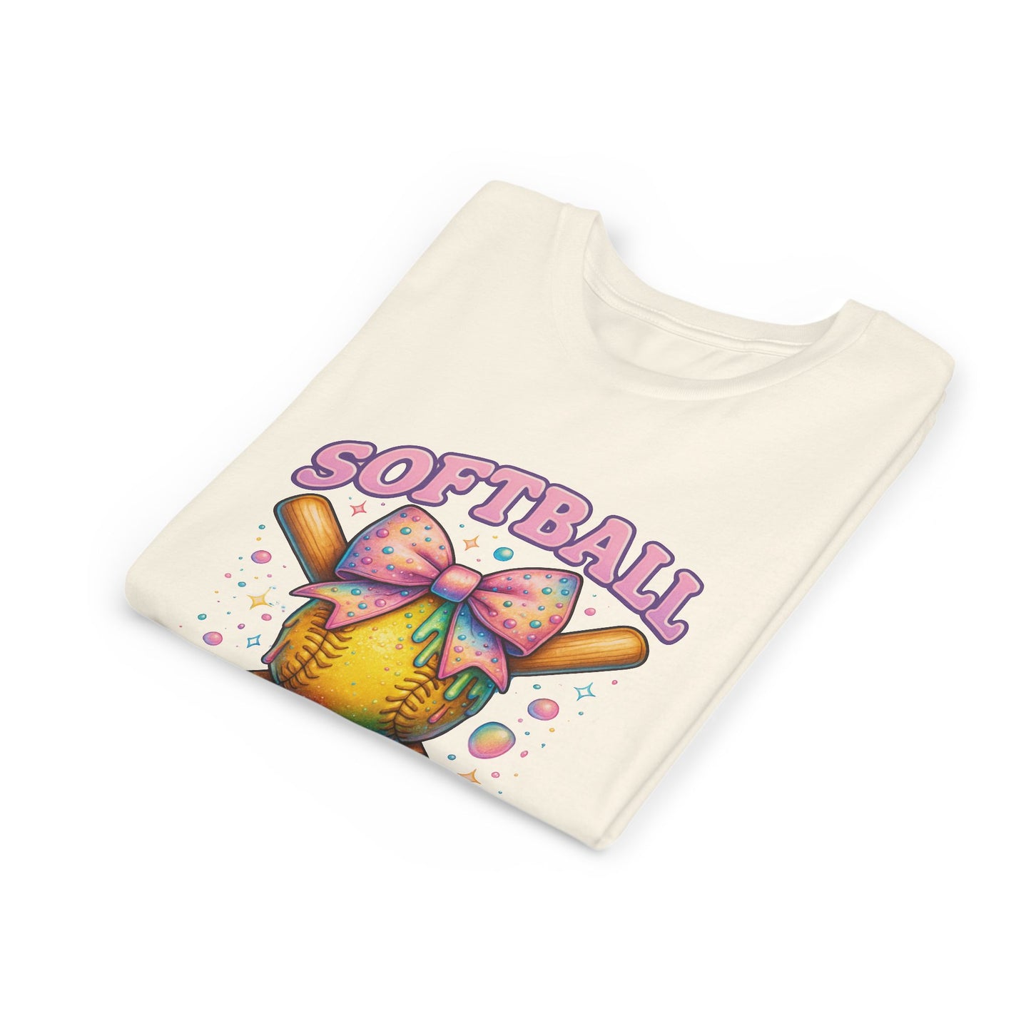 Youth Softball Tee Softball 101 Cute Pastel Softball Graphic with Bow