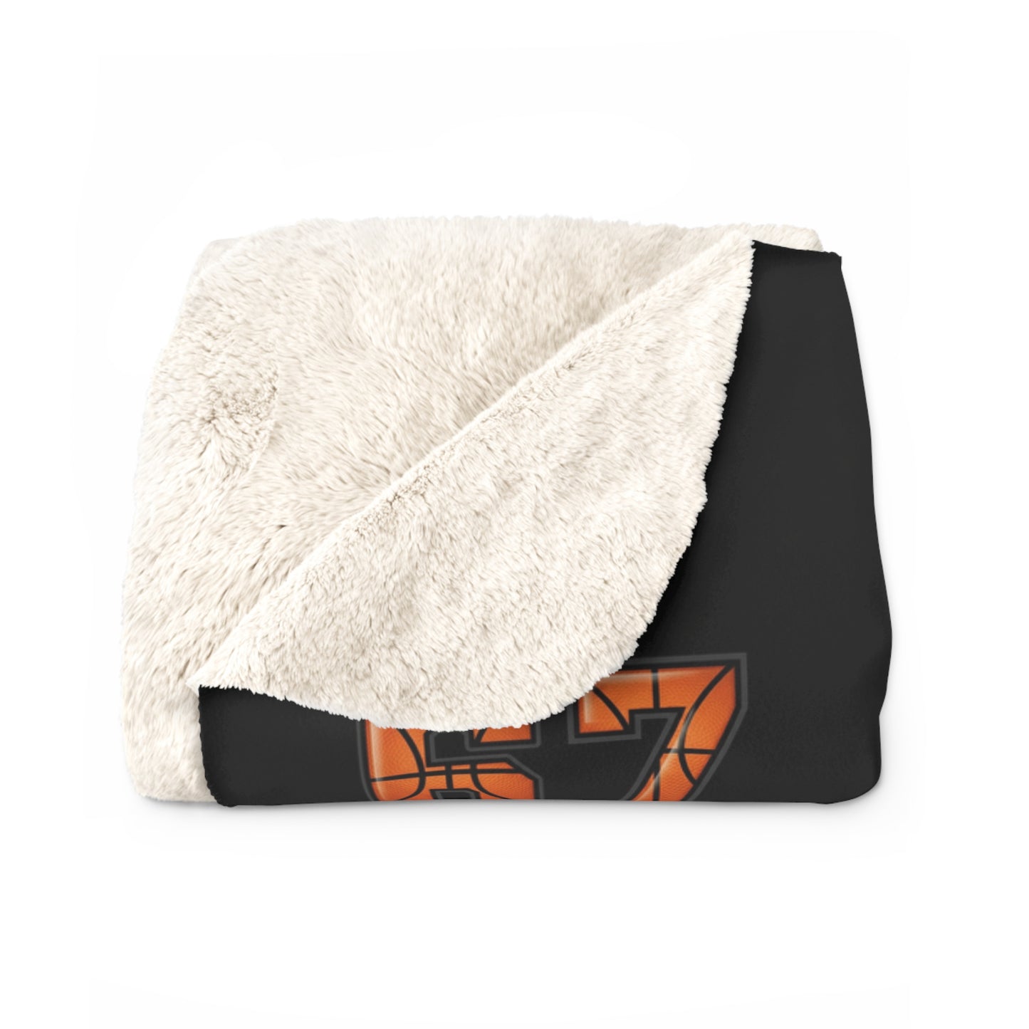 Sherpa Blanket —Basketball Black Orange '67' Patterned Cozy Throw