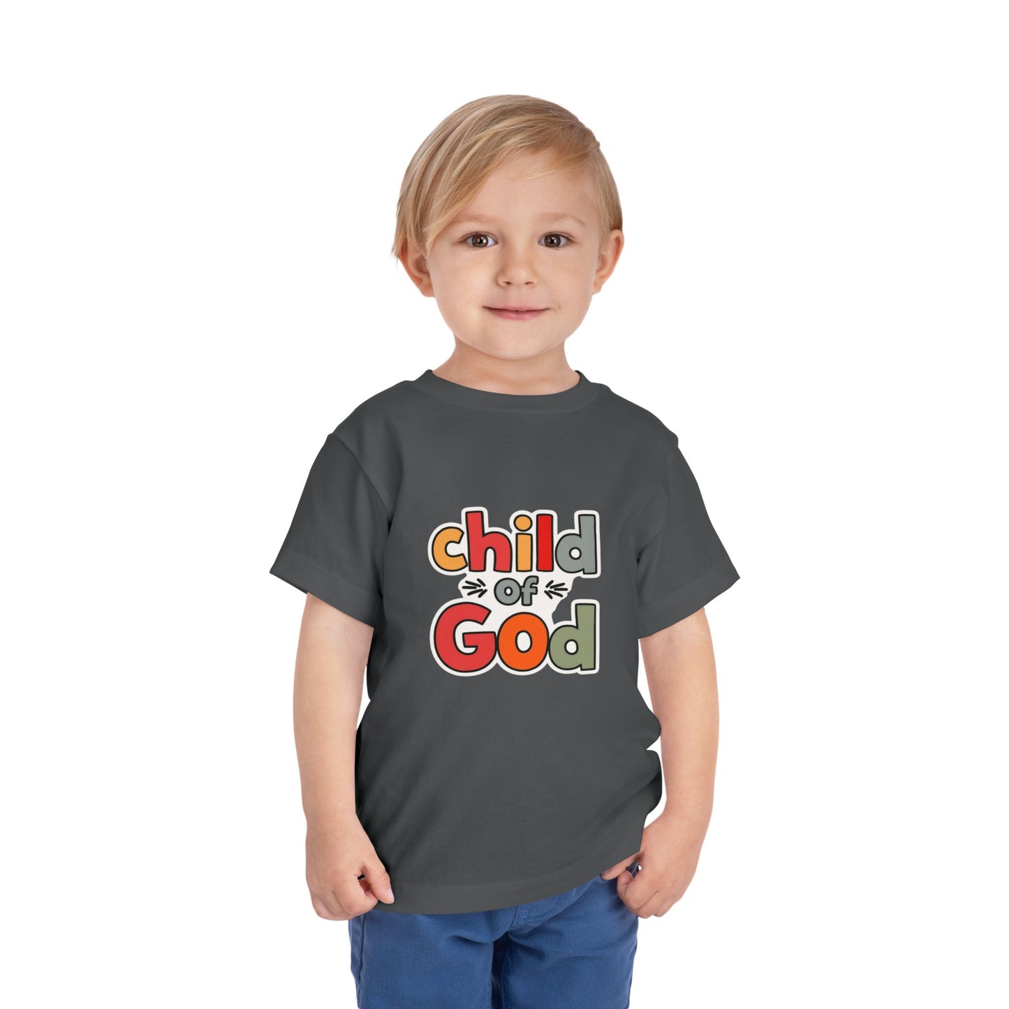Child of God Toddler Tee — Colorful Religious Graphic Shirt
