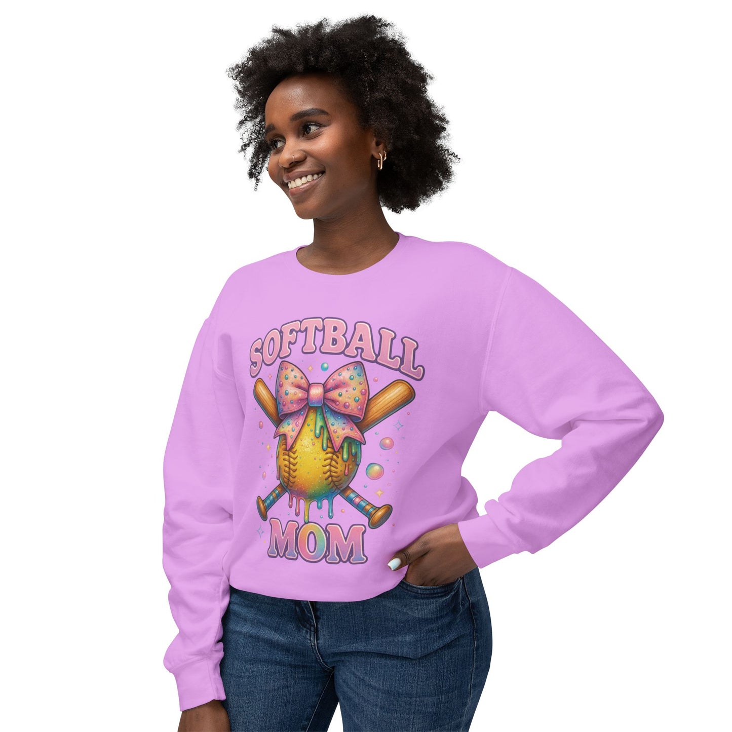 Softball Mom sweatshirt | Cute pastel softball with bow