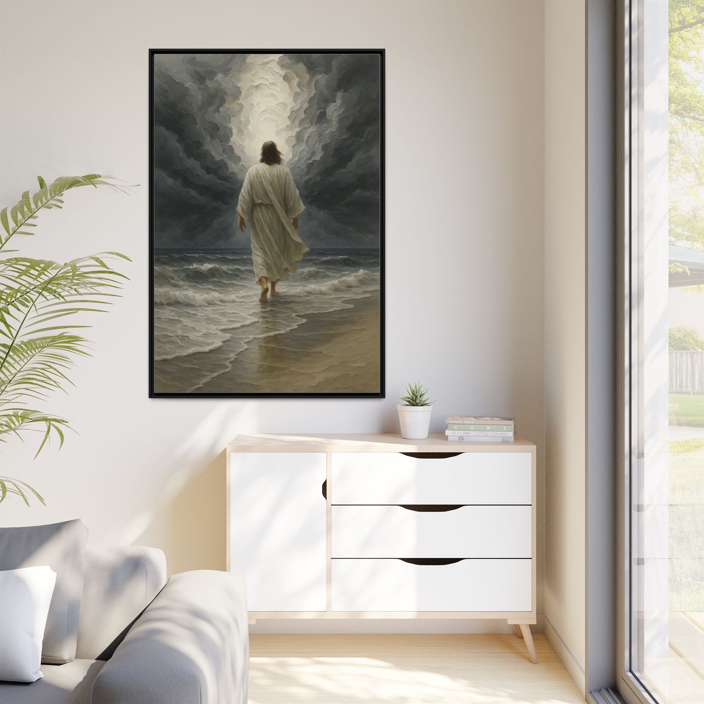 Jesus Walking on Water Matte Canvas Framed | Religious Wall Art