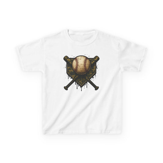Vintage Baseball Emblem Tee | Crossed Bats, Camo Drip