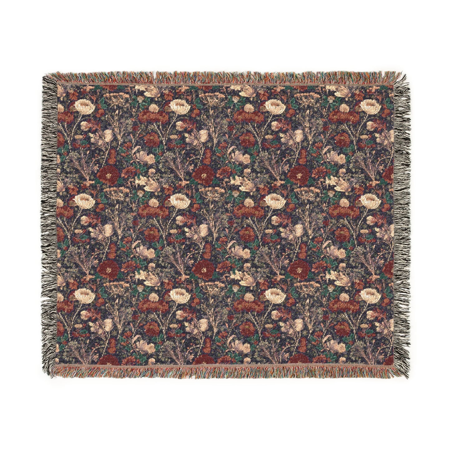 Vintage Floral Woven Blanket - Cozy Boho Throw for Living Room & Bedroom