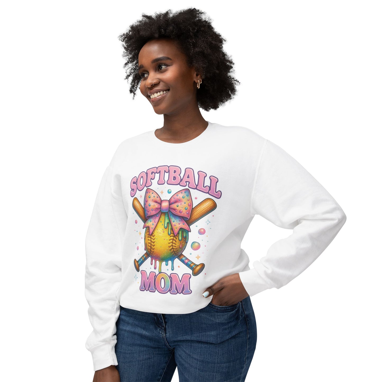 Softball Mom sweatshirt | Cute pastel softball with bow