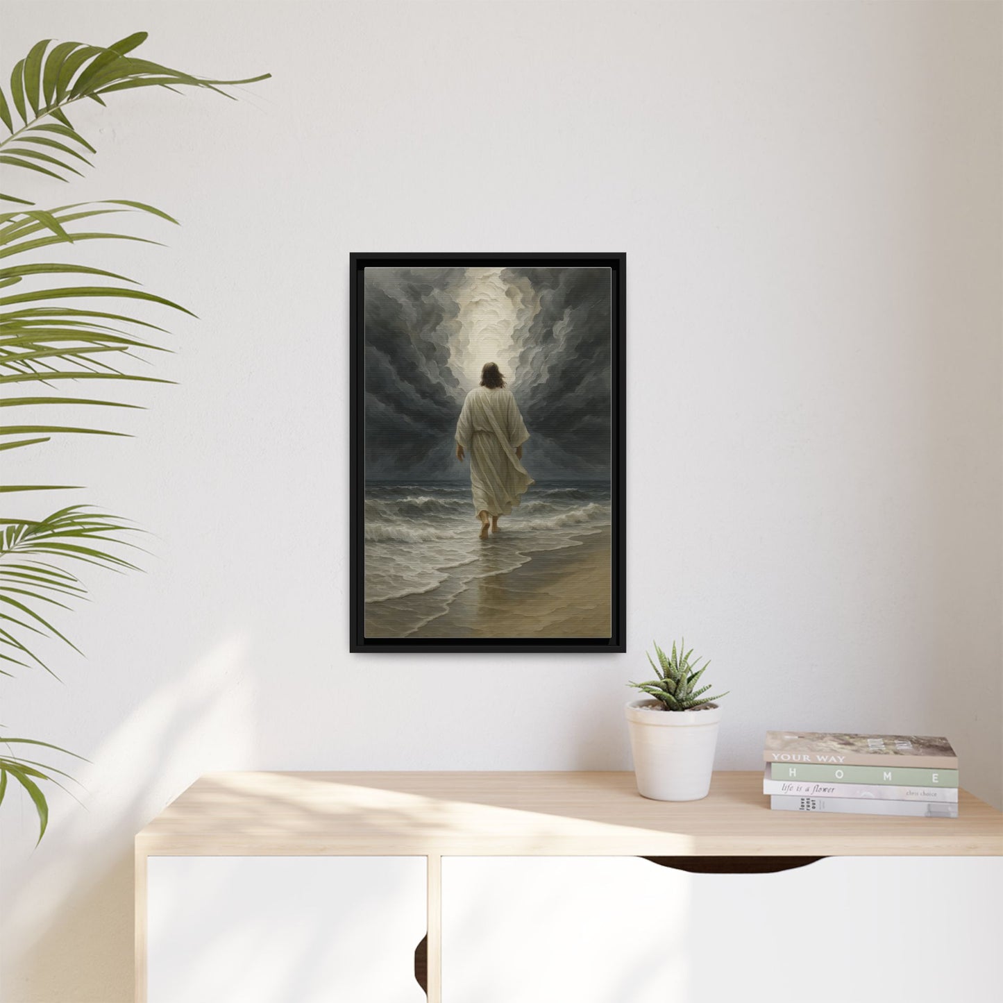 Jesus Walking on Water Matte Canvas Framed | Religious Wall Art