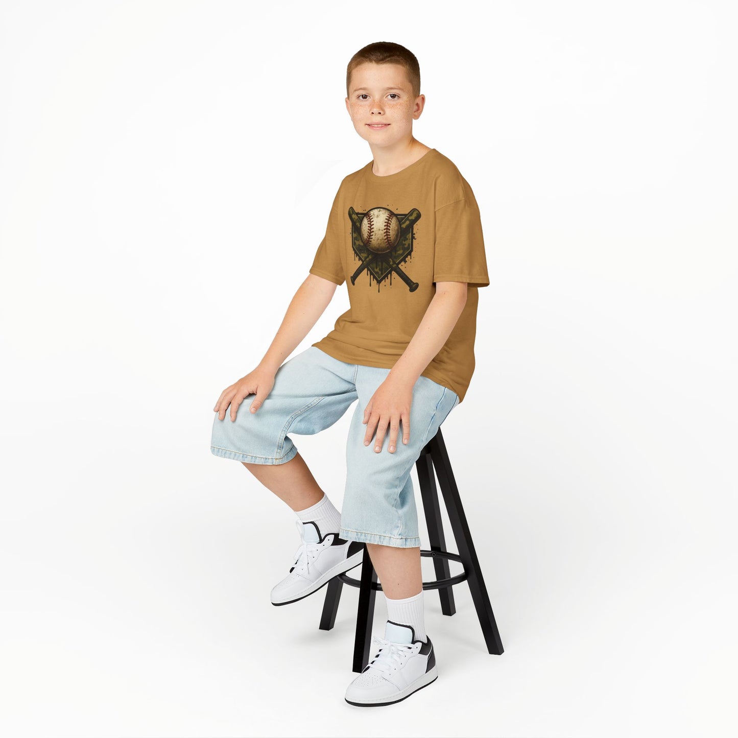 Vintage Baseball Emblem Tee | Crossed Bats, Camo Drip