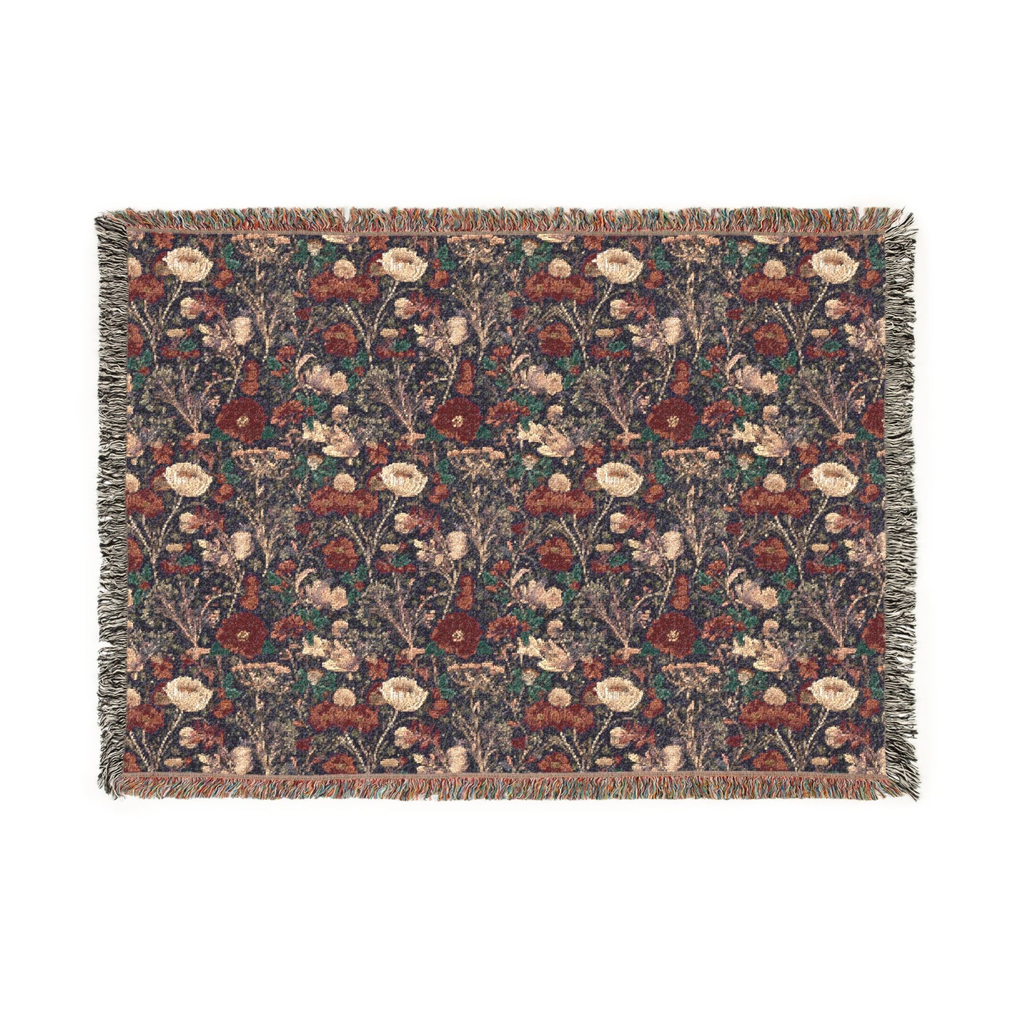 Vintage Floral Woven Blanket - Cozy Boho Throw for Living Room & Bedroom
