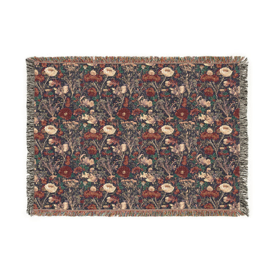 Vintage Floral Woven Blanket - Cozy Boho Throw for Living Room & Bedroom