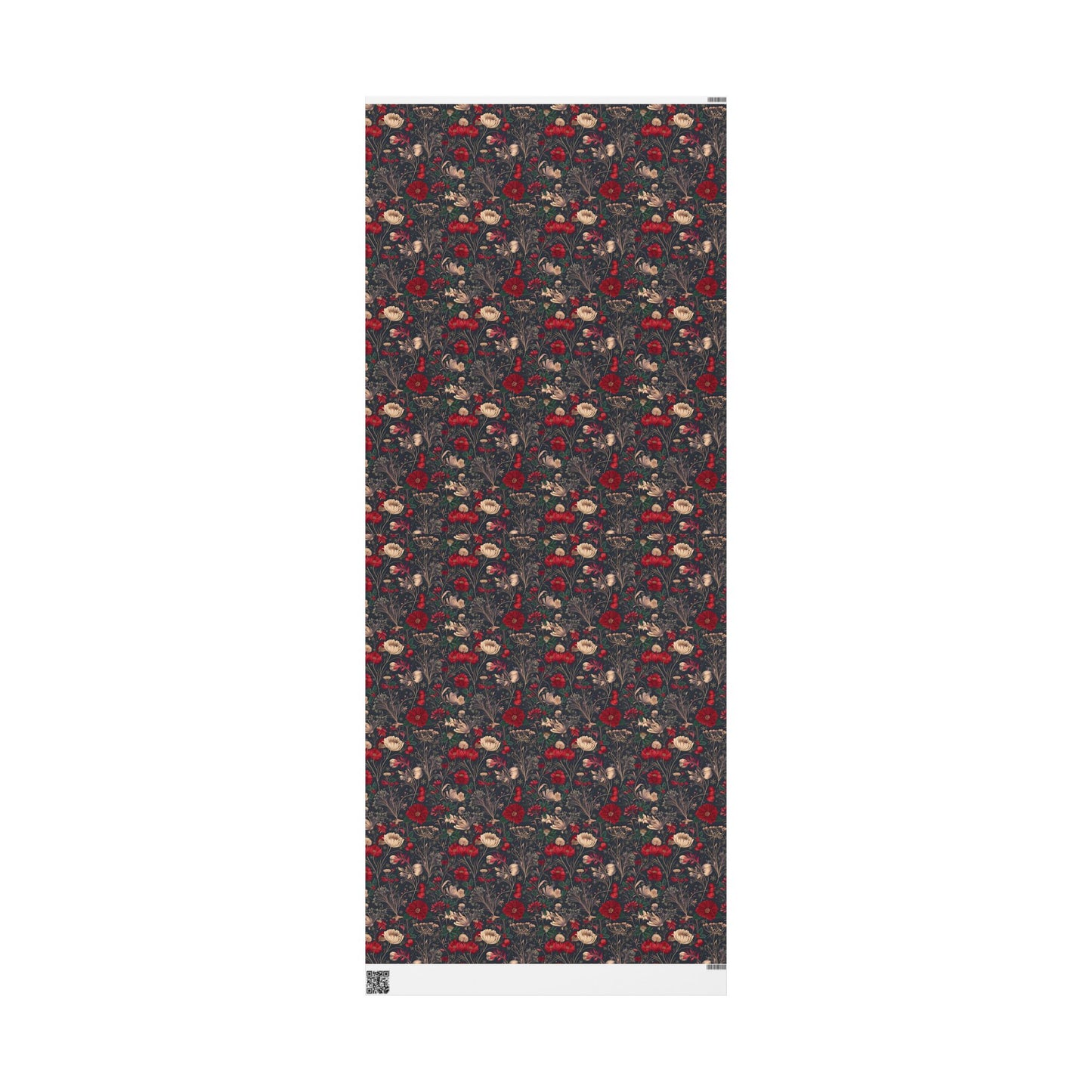Holiday Poinsettia Wrapping Paper Roll — Dark Floral Christmas Gift Wrap