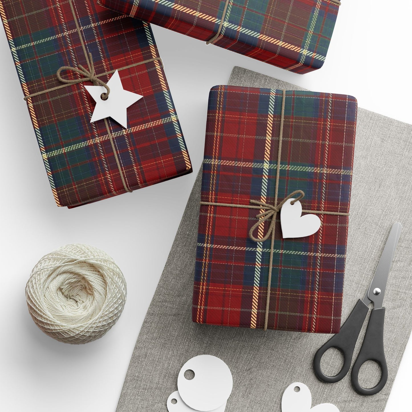 Trendy Plaid Wrapping Paper Roll — Traditional Red & Green Holiday Gift Wrap