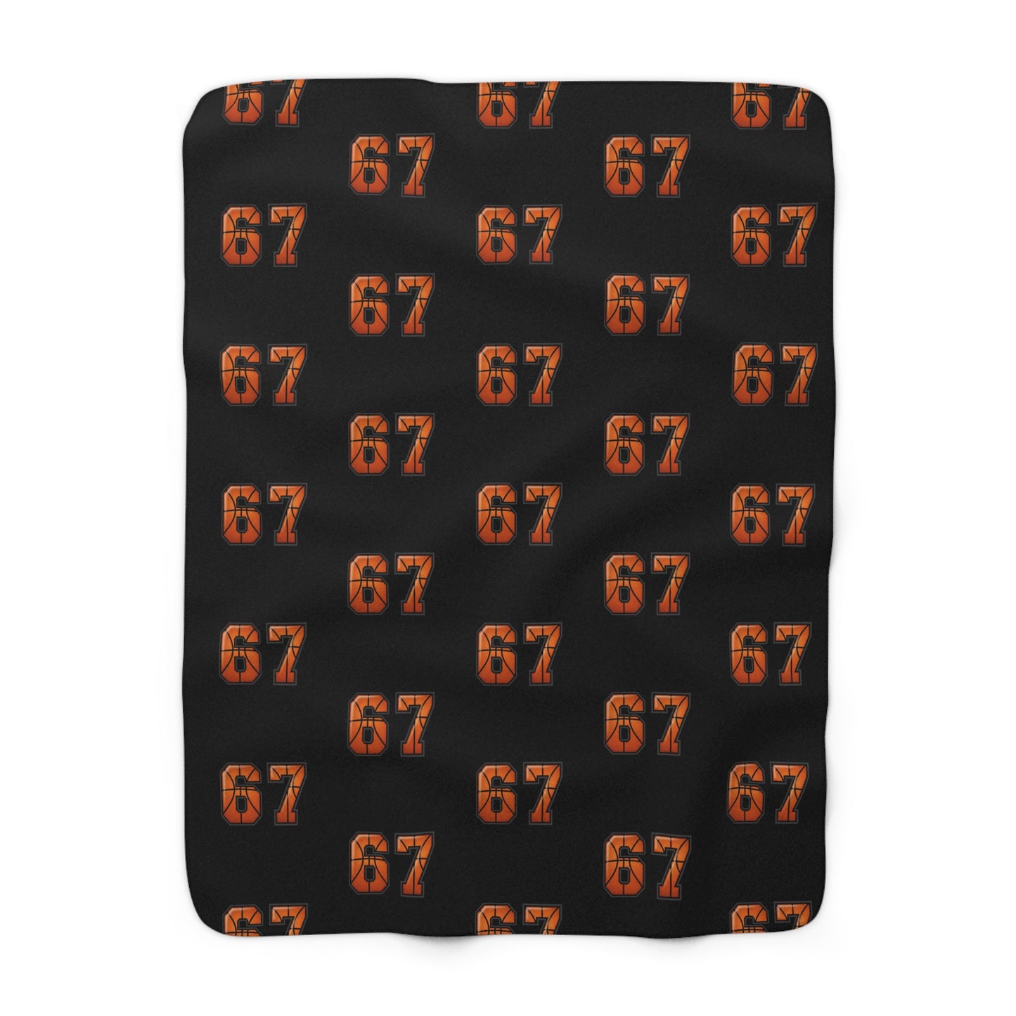 Sherpa Blanket —Basketball Black Orange '67' Patterned Cozy Throw