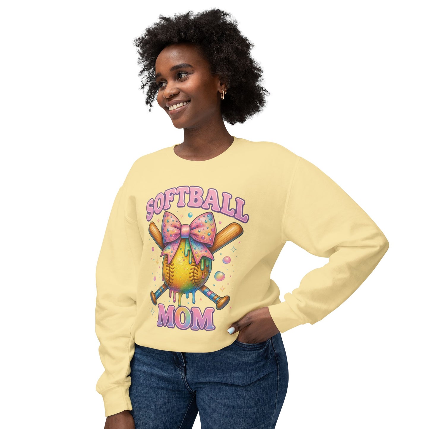 Softball Mom sweatshirt | Cute pastel softball with bow