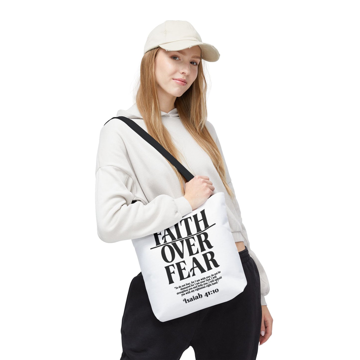 Faith Over Fear Tote Bag — Isaiah 41:10 Inspirational Scripture Tote