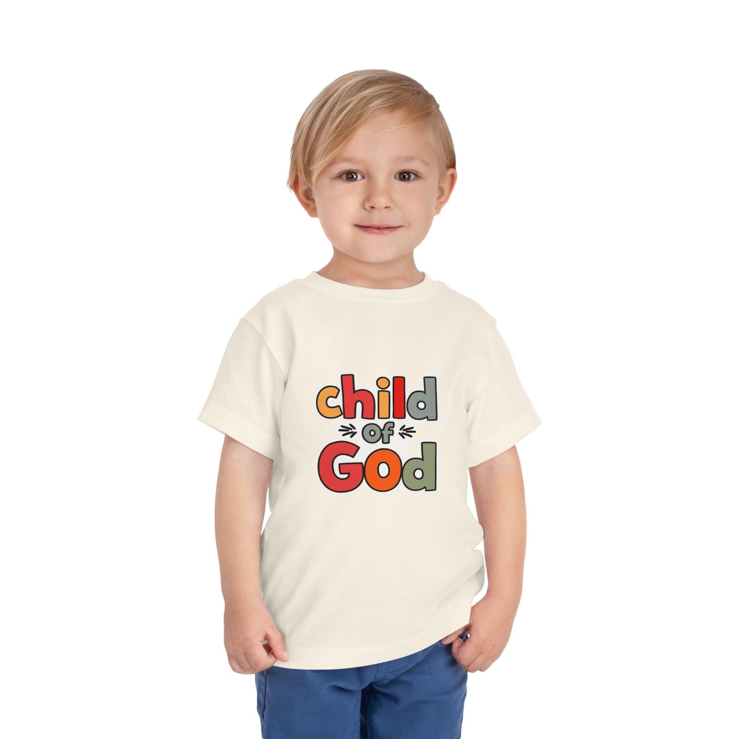 Child of God Toddler Tee — Colorful Religious Graphic Shirt