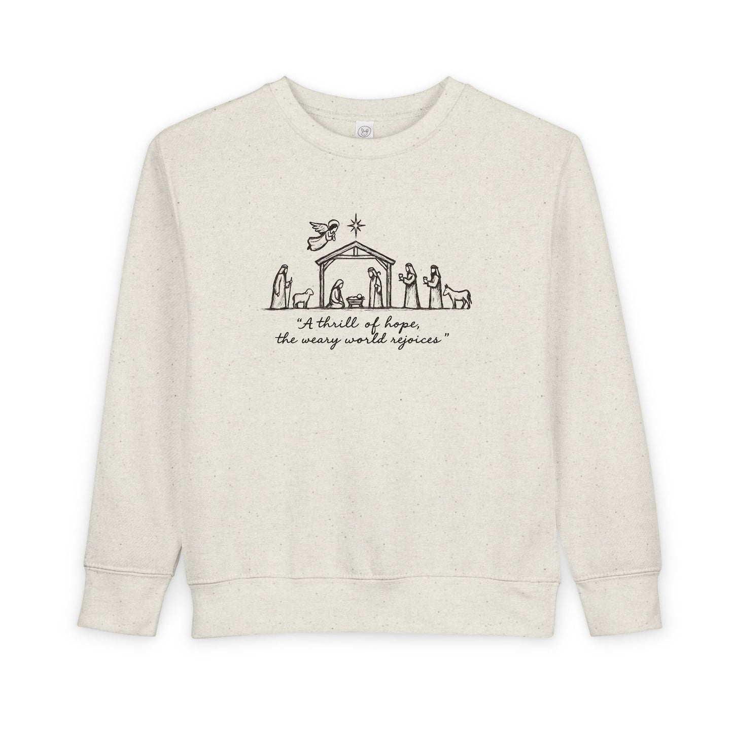 Toddler/Youth Nativity Sweatshirt — "A thrill of Hope, the weary world rejoices" Christmas Crewneck