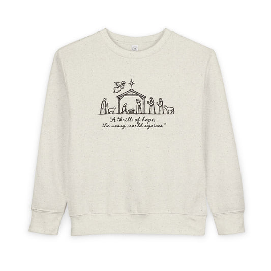 Toddler/Youth Nativity Sweatshirt — "A thrill of Hope, the weary world rejoices" Christmas Crewneck