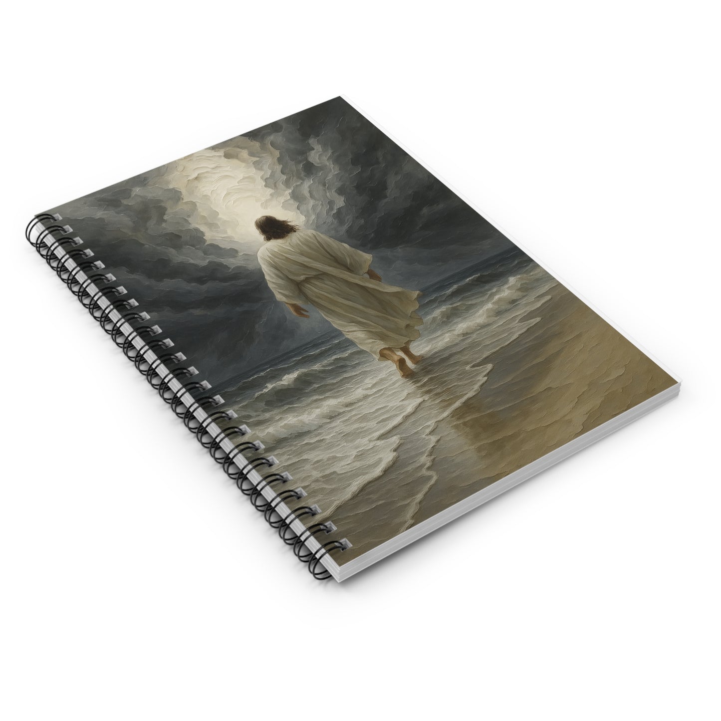 Jesus Walking Beside Water Spiral Notebook — Inspirational Christian Journal (Ruled)