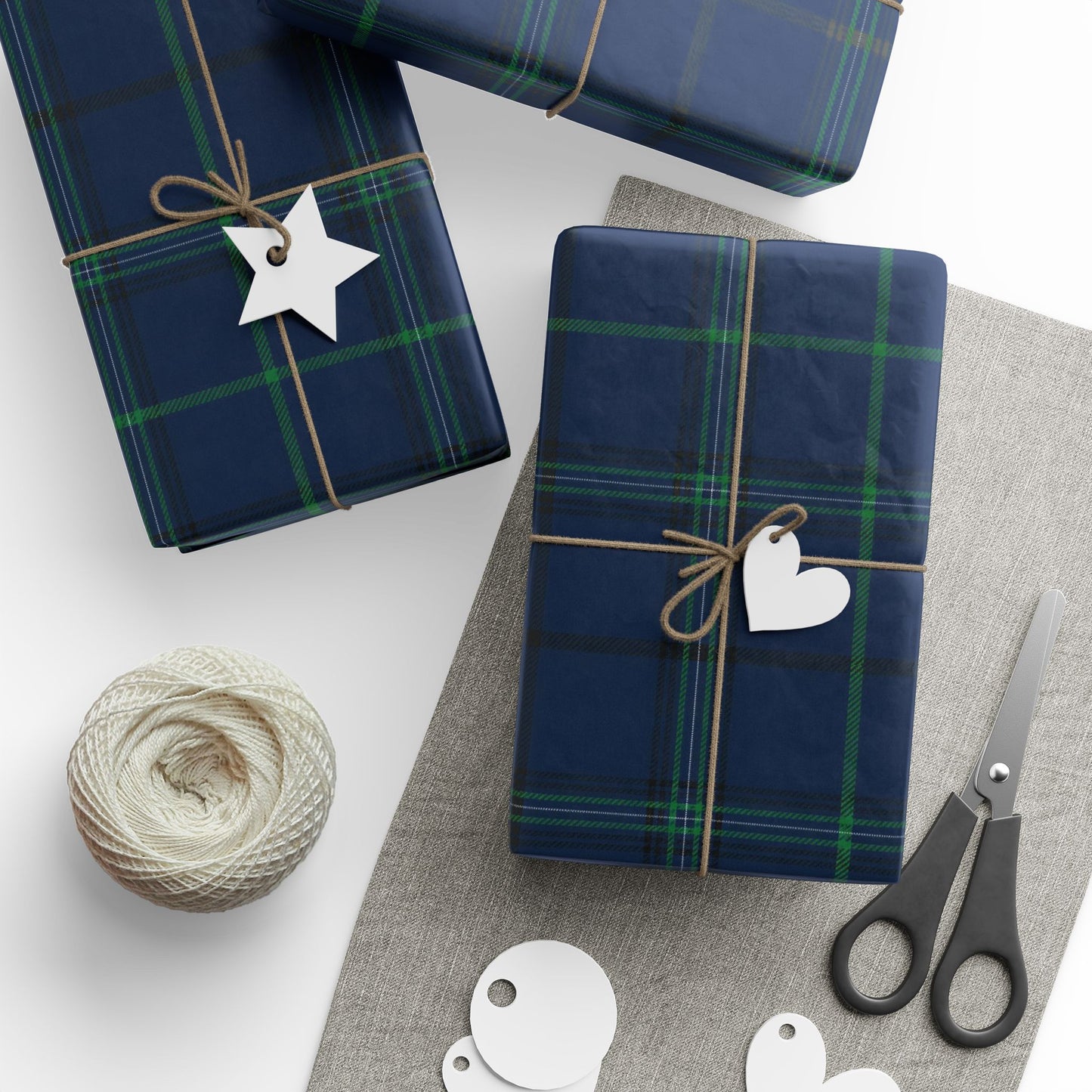 Tartan Plaid Wrapping Paper – Navy & Green Classic Gift Wrap