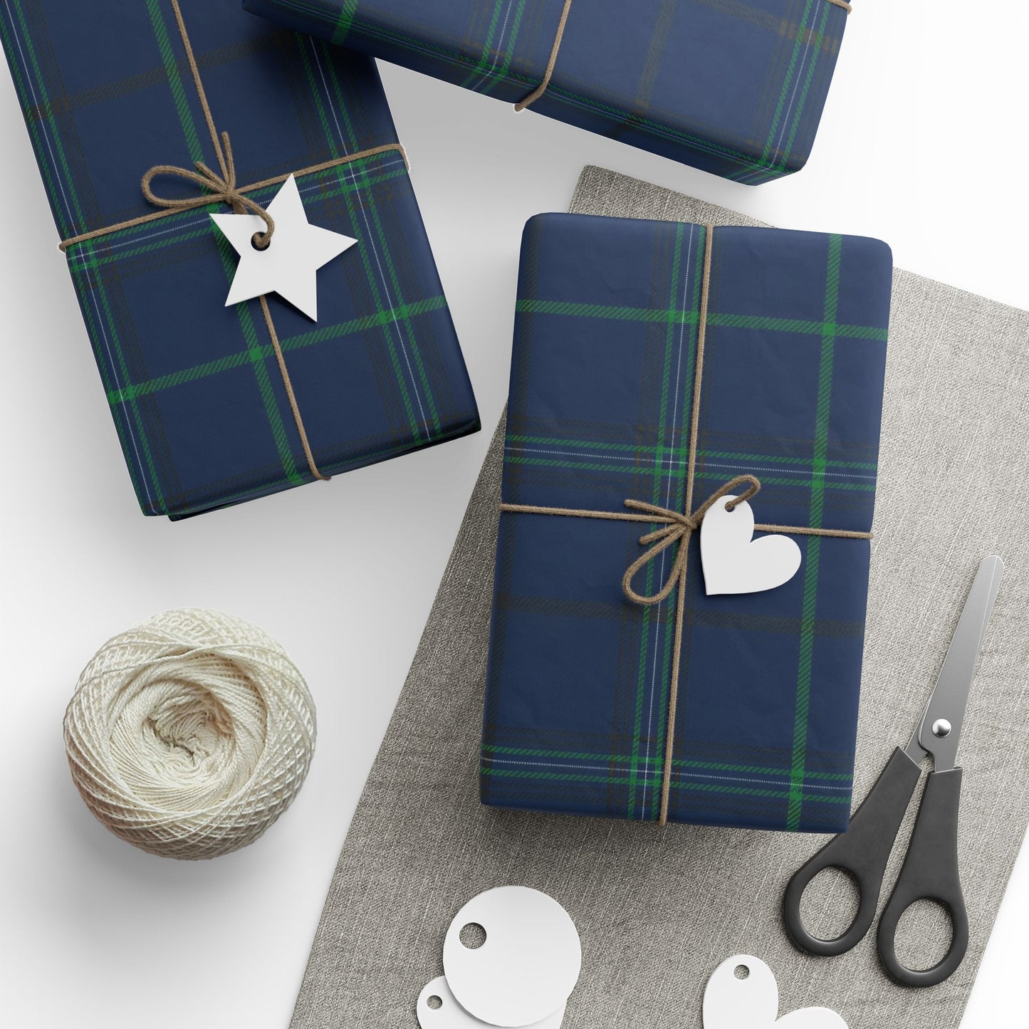 Tartan Plaid Wrapping Paper – Navy & Green Classic Gift Wrap