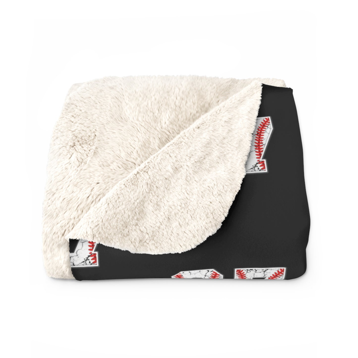 Sherpa Blanket — Cozy Black '67' Baseball Patterned Throw